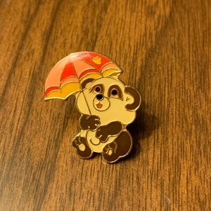 Vintage Made in Taiwan Pin Enamel Panda with Umbrella